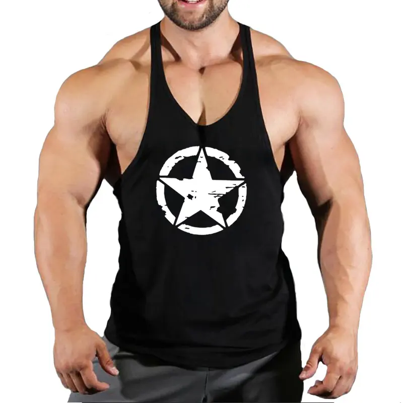 Bodybuilding Stringer Tank Top Cotton Gym Sleeveless Men Fitness Vest Singlet Sportswear Workout Tanktop