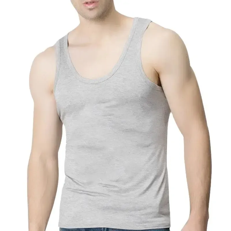 Men's Tank Tops Cotton Slim Pure Color Vest Sleeve...