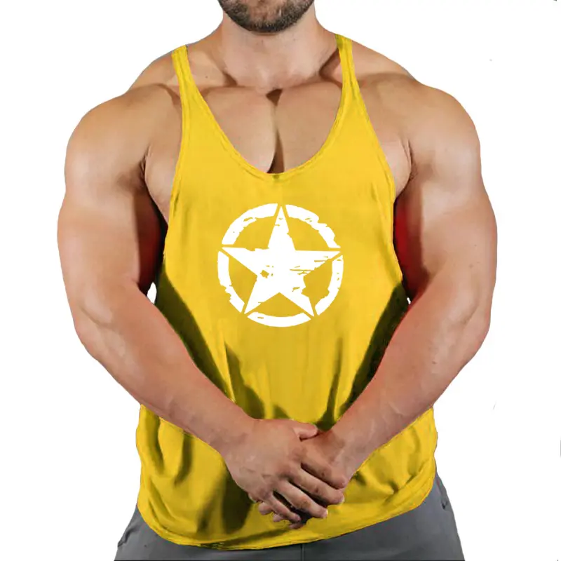 Bodybuilding Stringer Tank Top Cotton Gym Sleeveless Men Fitness Vest Singlet Sportswear Workout Tanktop