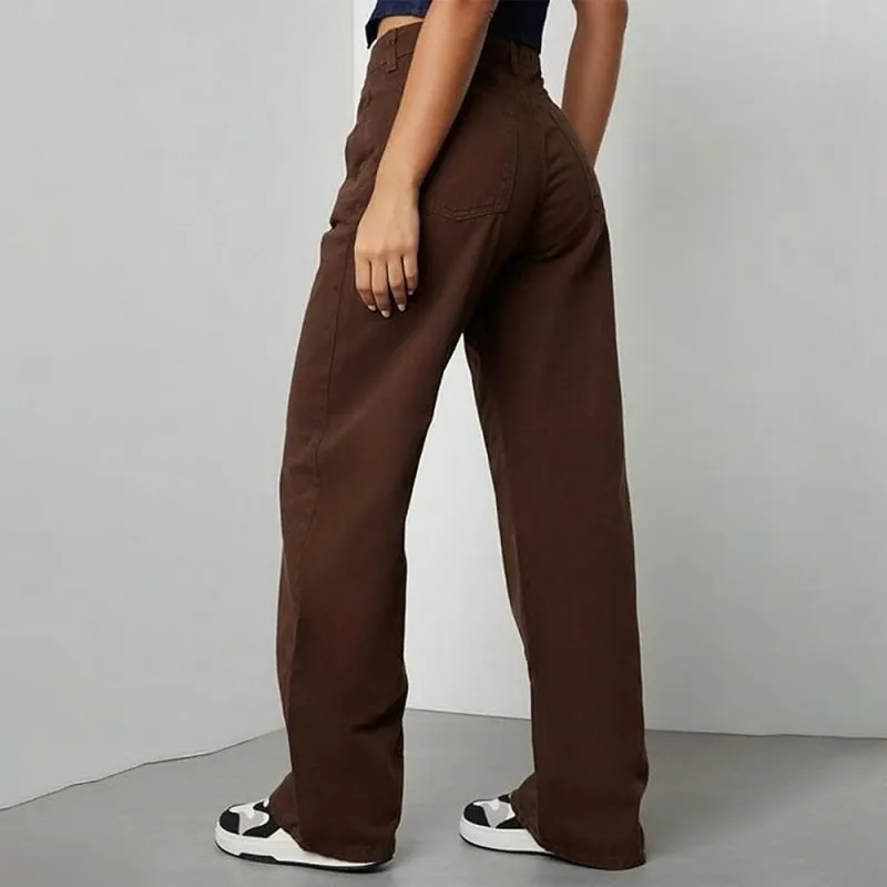 Women Wide Leg Jeans High Waisted Retro Loose Fit Denim Pants Casual Trousers