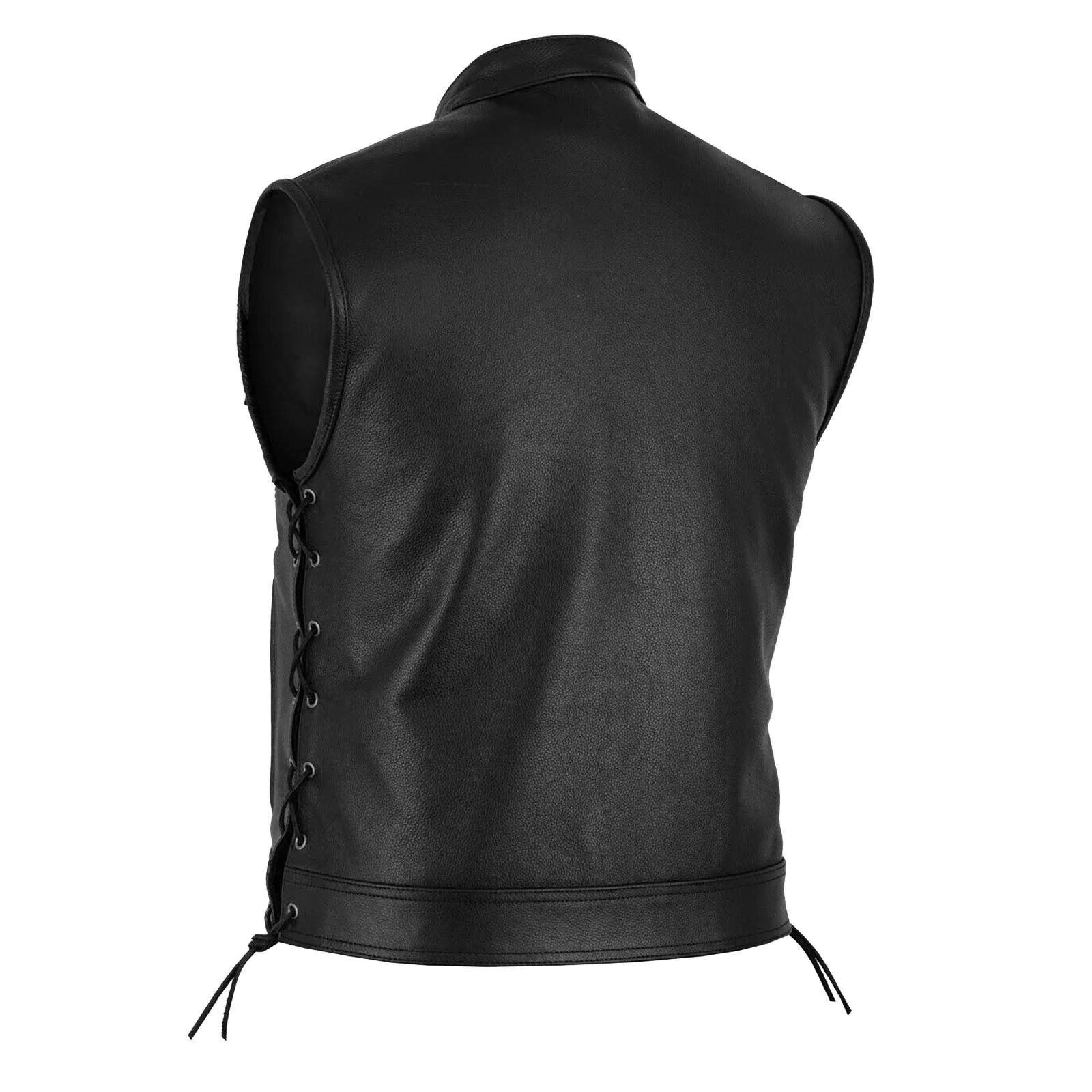 Men's Biker Faux Leather Vest Solid Color Motorcycle Fleet Punk Leather Sleeveless Jacket For Men Casual Leather Outwear