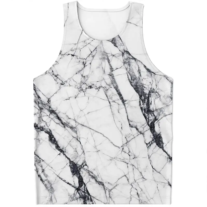 Marble Pattern Tank Top For Men Casual Sleeveless Tee Shirt Men Quick Dry Vest