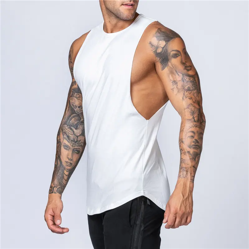Men's Gym Clothing Fitness Cotton Tank Top Men Jogging Bodybuilding Sleeveless Shirt Breathable O-Neck Casual Muscle Vest