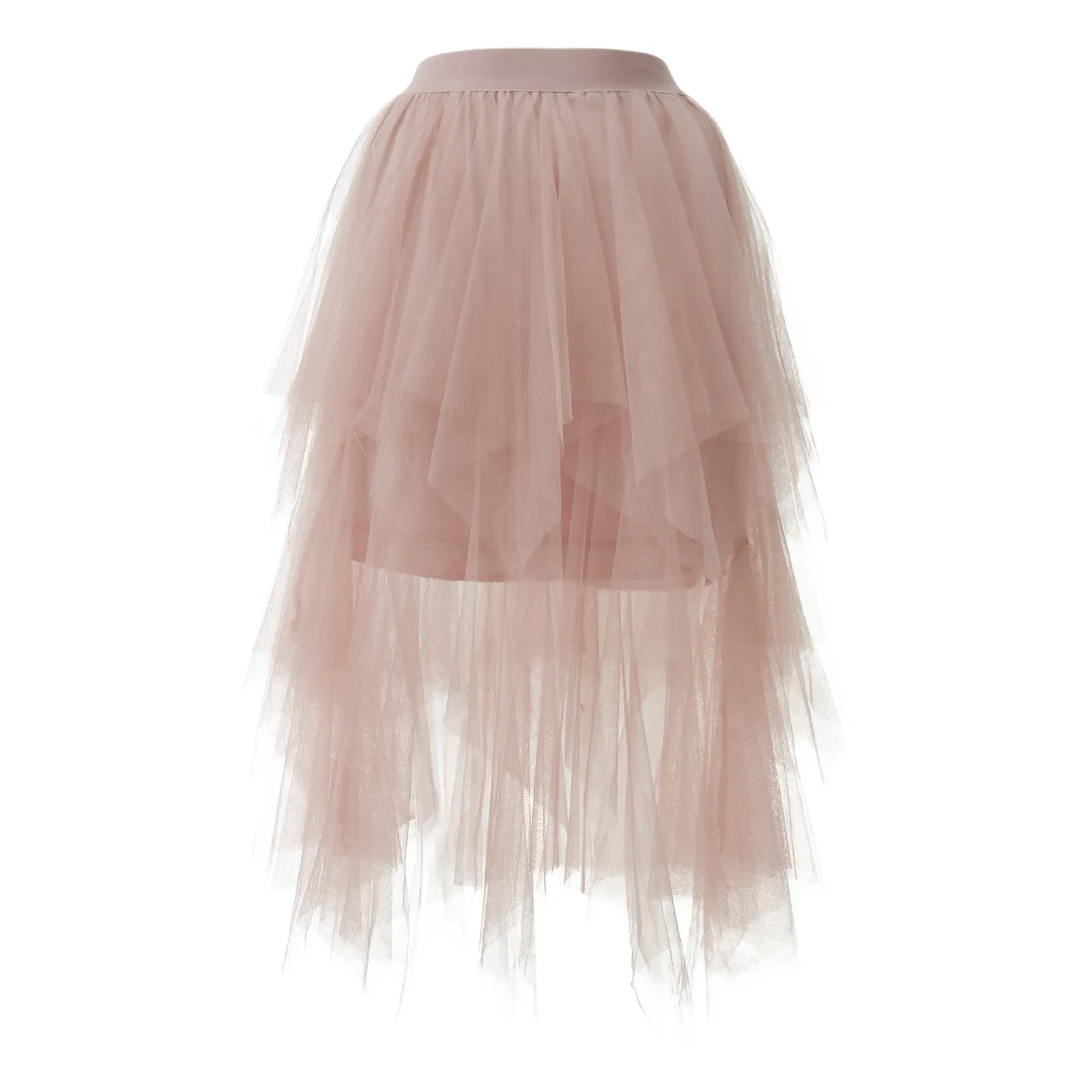 Women Tulle Tutu Skirt Irregular Hem Solid Color M...
