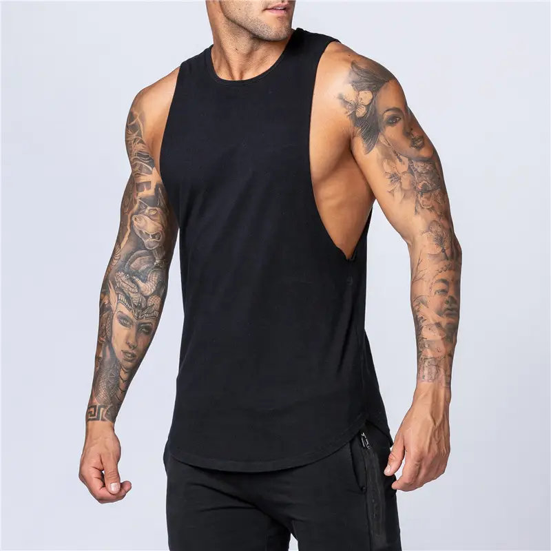 Men's Gym Clothing Fitness Cotton Tank Top Men Jogging Bodybuilding Sleeveless Shirt Breathable O-Neck Casual Muscle Vest