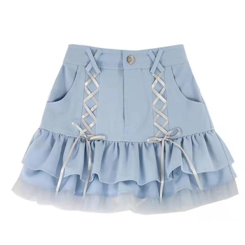Mini Skirt for Women Lace-Up ...
