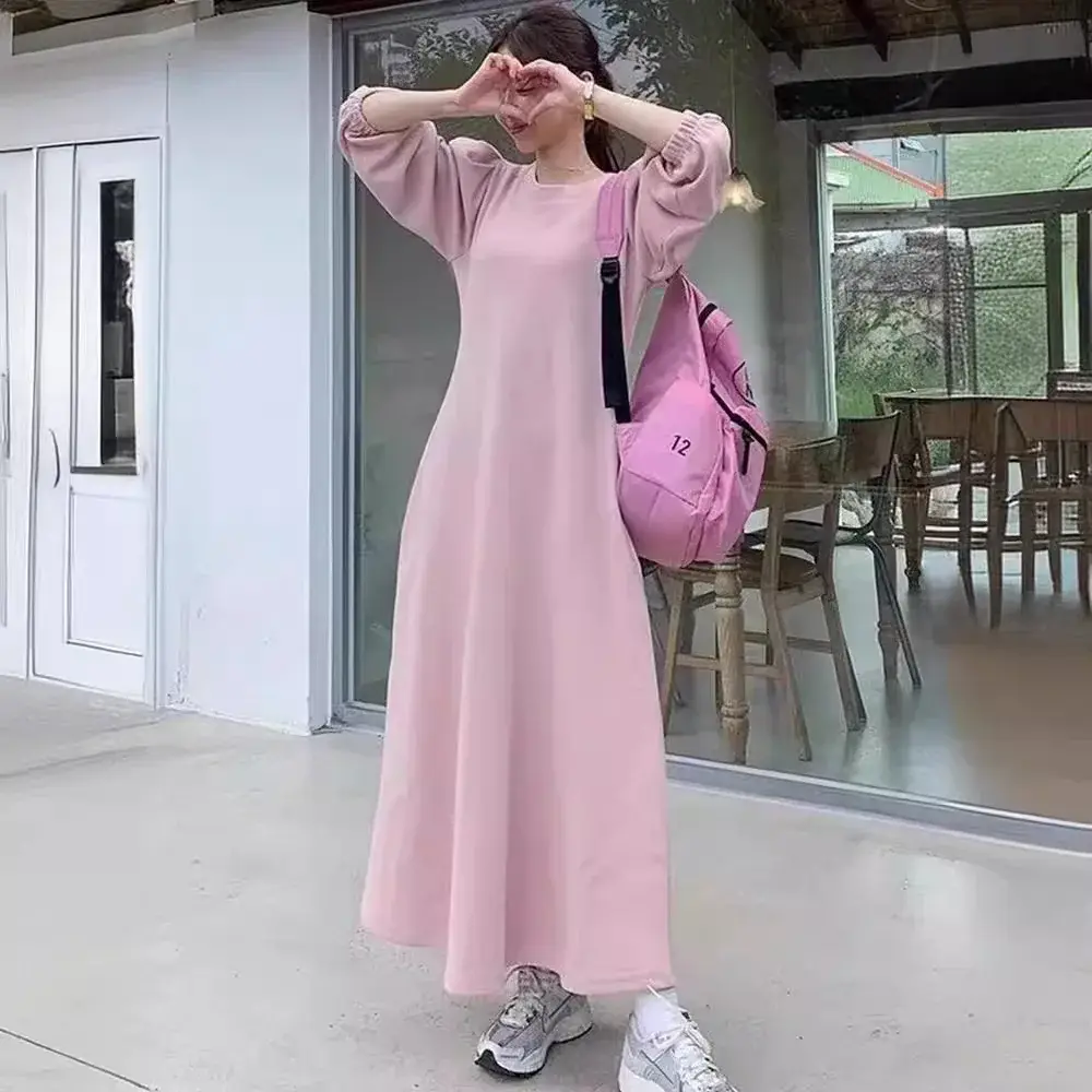 Sweatshirt Dress Women's Autumn Winter Loose Waist...