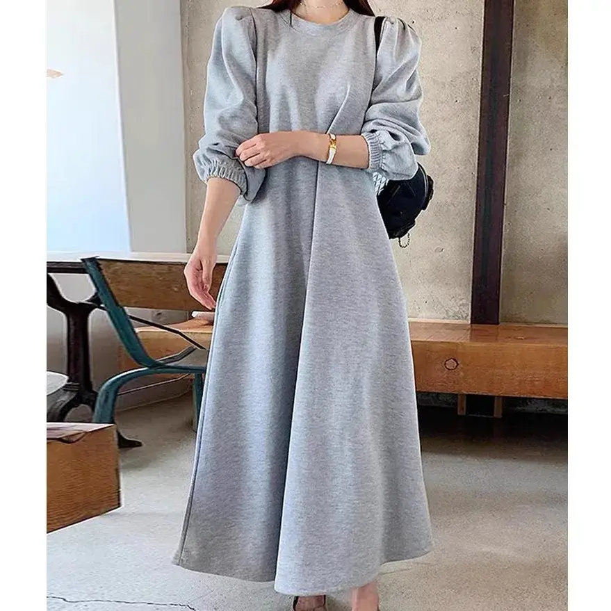 Sweatshirt Dress Women's Autumn Winter Loose Waist Slimming round Neck Long Sleeve Dress