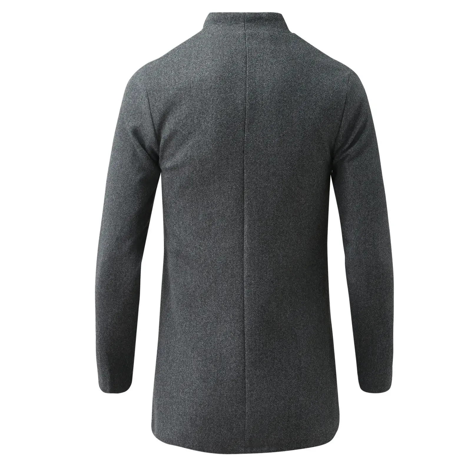 Men Coat Mid-Length Trench Jackets Casual Solid Single Breasted Long Sleeve Lapel Collar Overcoat Slim Jacket