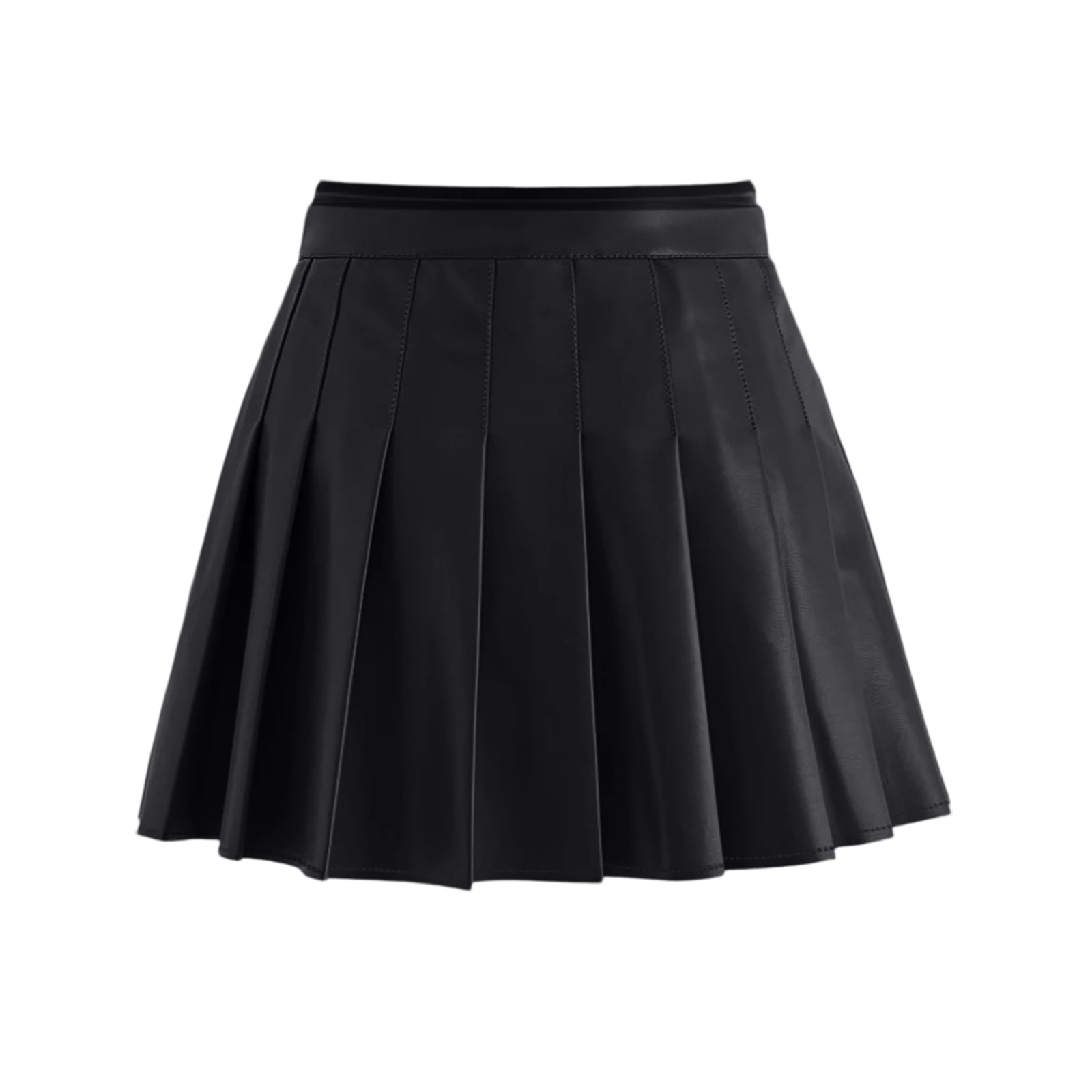 Women's High-Waisted Faux PU Leather Skirt Sexy High Waisted Pleated Skirt