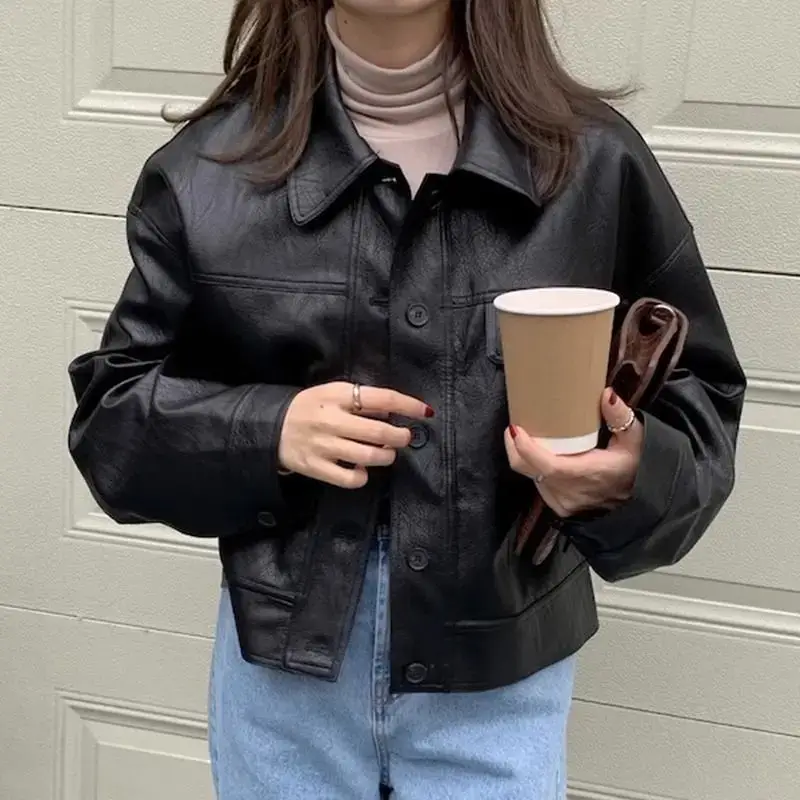 Women's Fashion Faux Leather Jacket ...