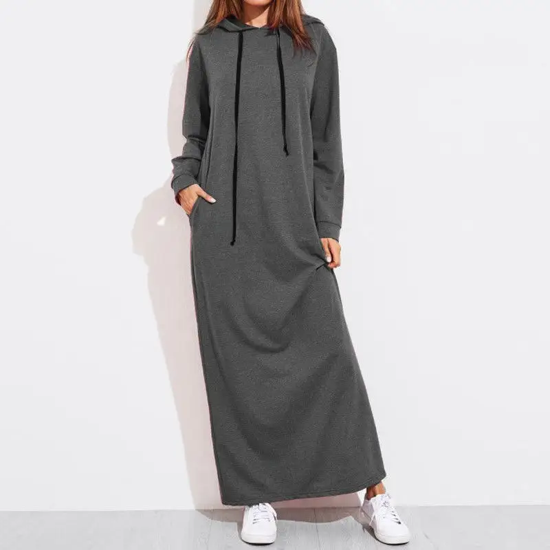 Women's Long Sleeve Hooded Sweatshirt Dress Fashion Elegant Casual Dresses Female