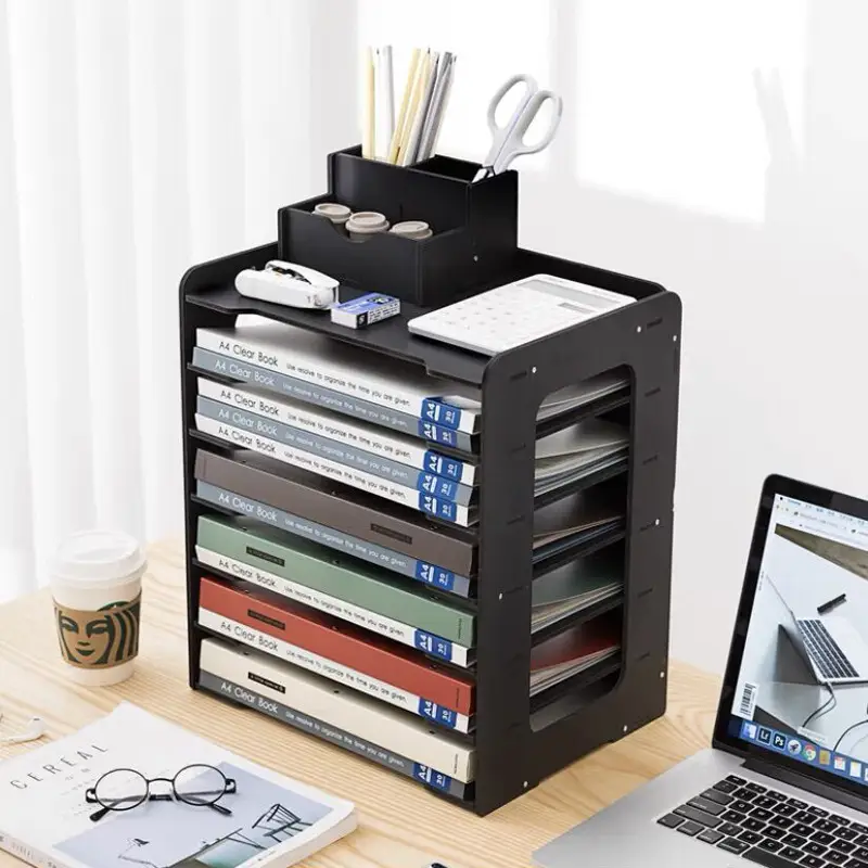 Desktop File Storage Rack Office Folder Storage Box Desk File Organizer Shelf
