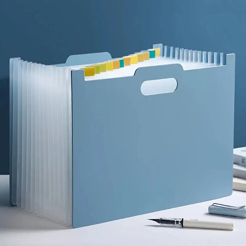 File Organizer Foldable Desktop Storage Box with Multiple Pockets & Labels Durable