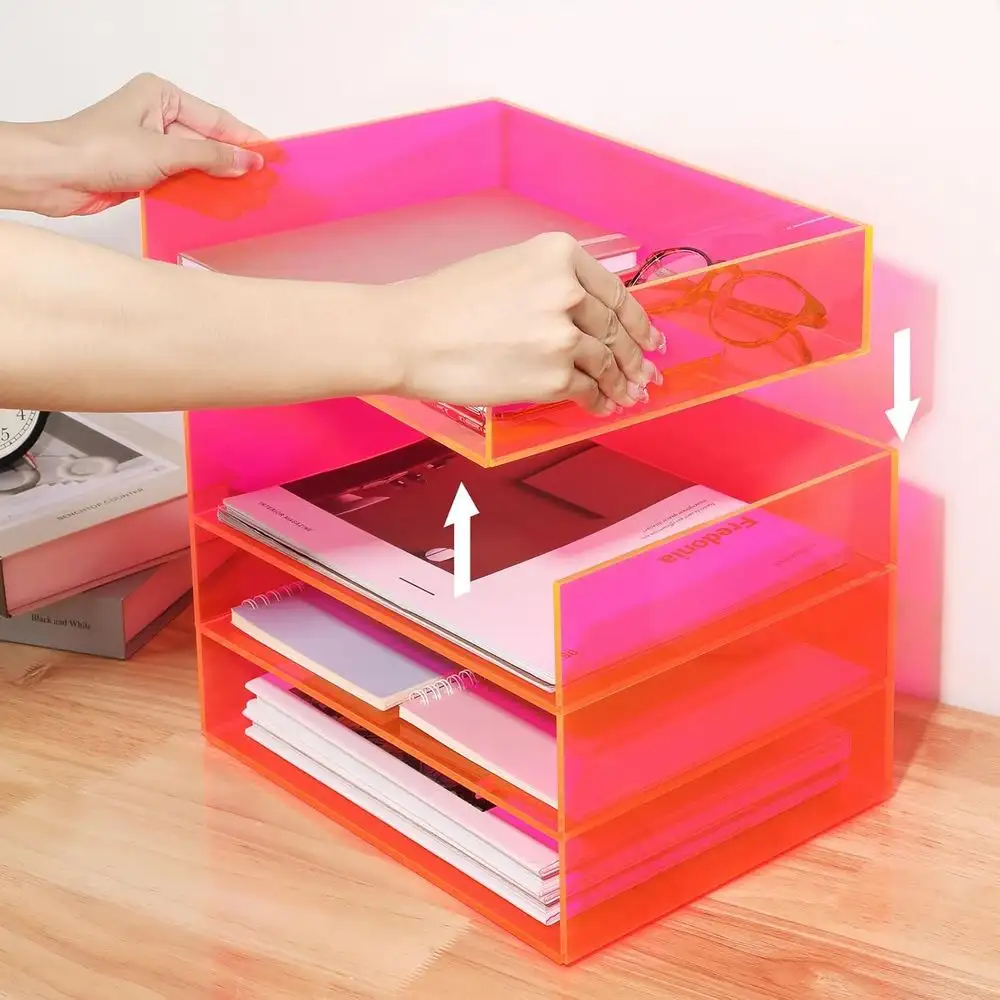 Letter Tray Stackable Paper Organizer for Office Document Storage