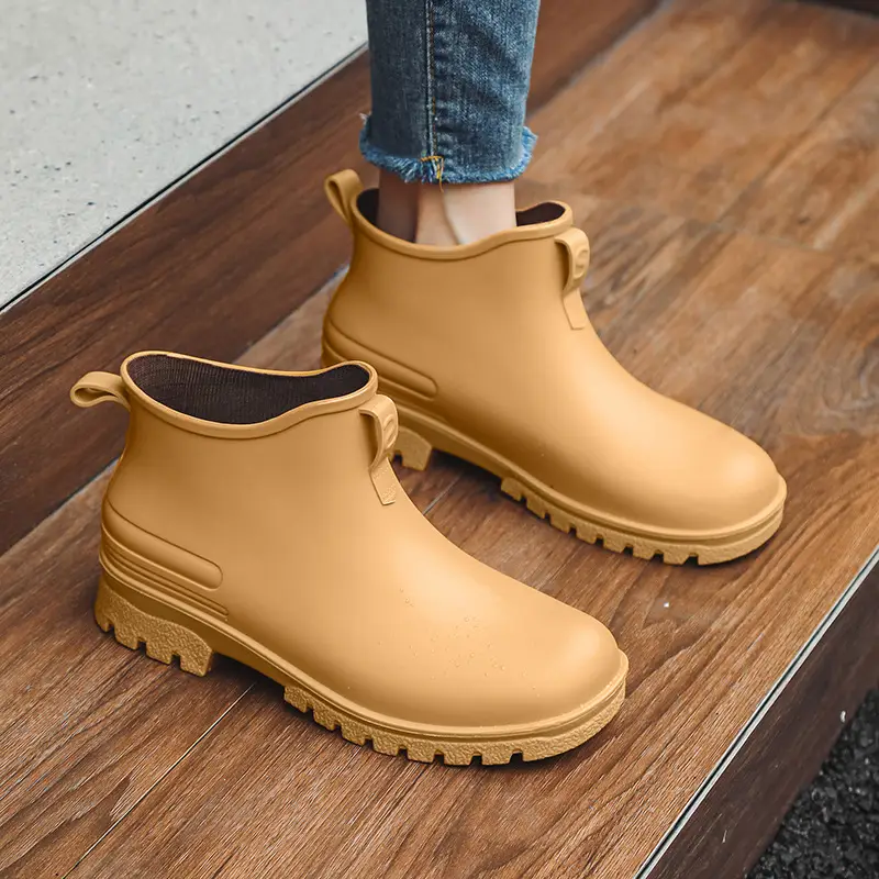 Low Cut Rain Shoes Women's Non Slip Rubber Shoes Round Toe Footwear Fashion Rain Boots