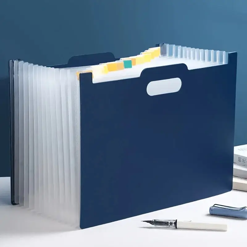 File Organizer Foldable Desktop Storage Box with Multiple Pockets & Labels Durable