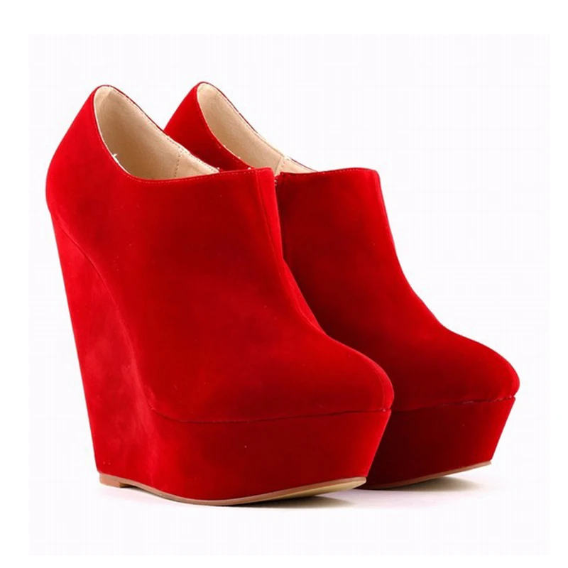 Women Wedges Heels Zipper Short Boots Fashion