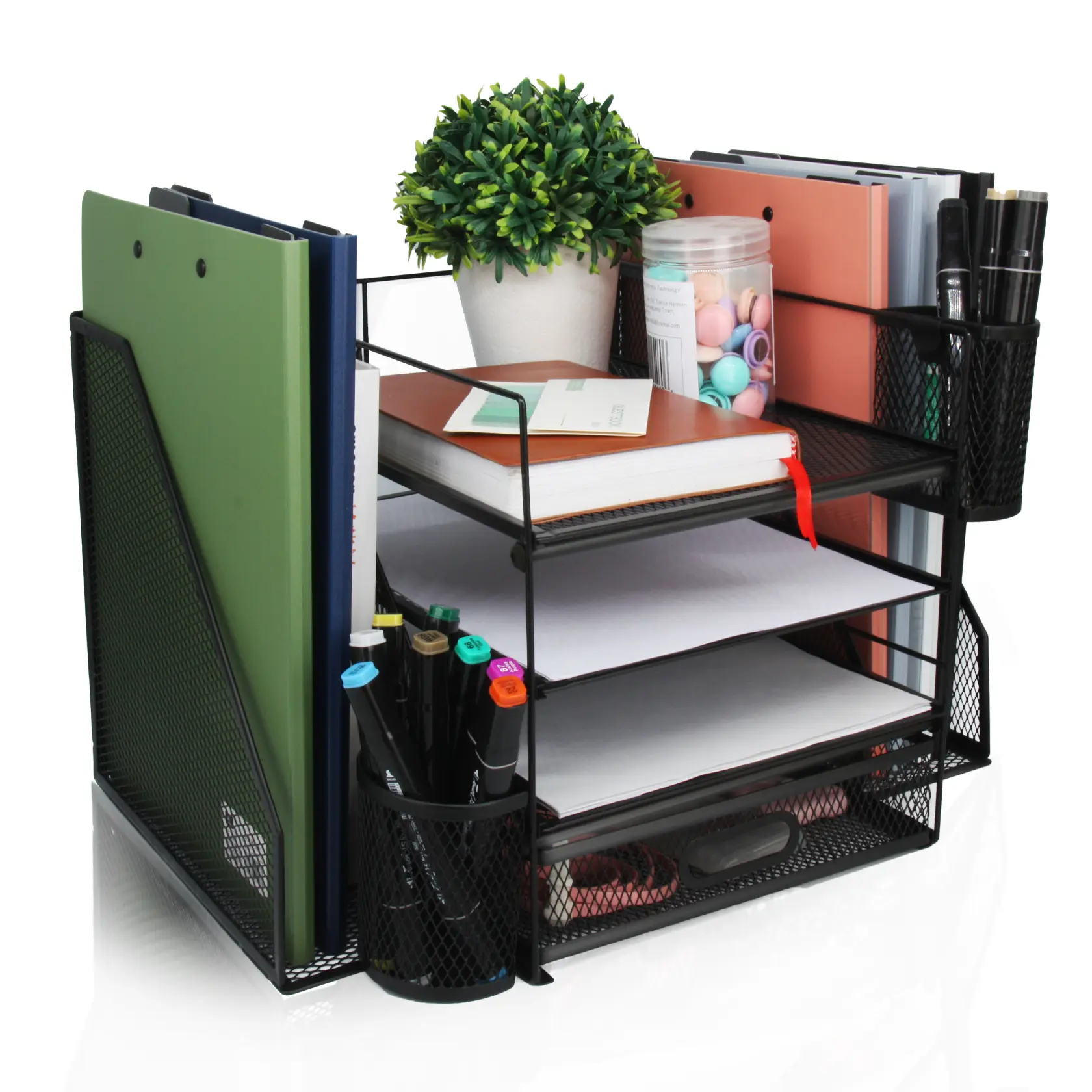 Office Desk Organizer and Accessories Large capacity Desktop 4 Tray File Organizer