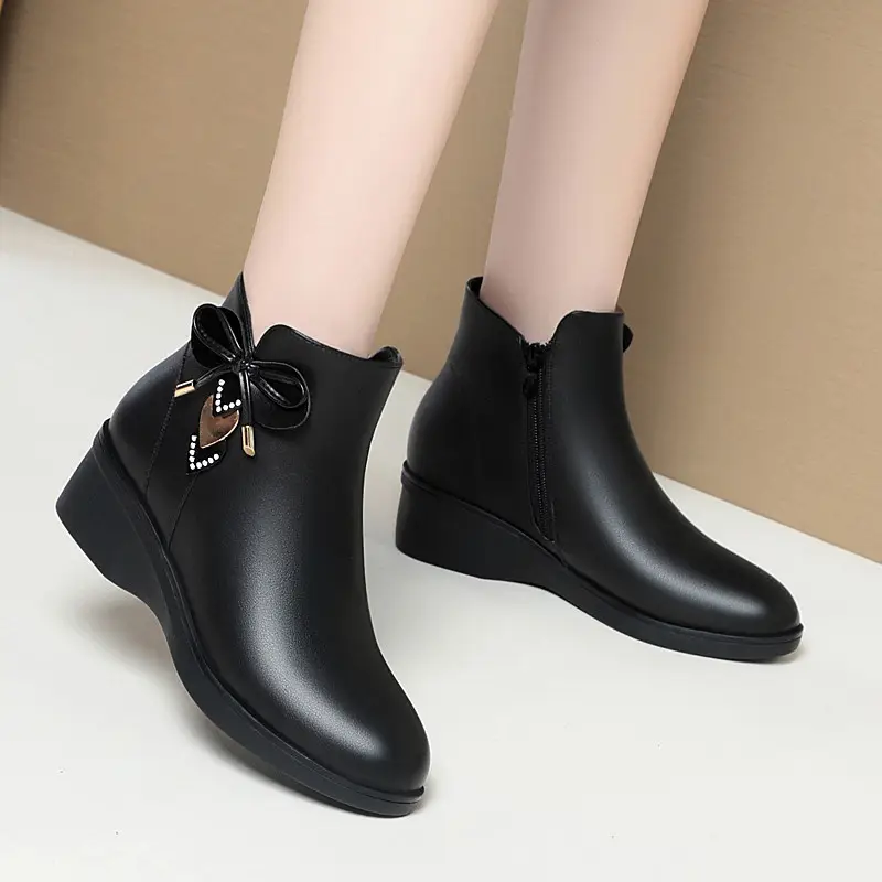 Women's Boots Bow-knot Ankle Boots for Women Zipper Fashion Boots Platform Boots