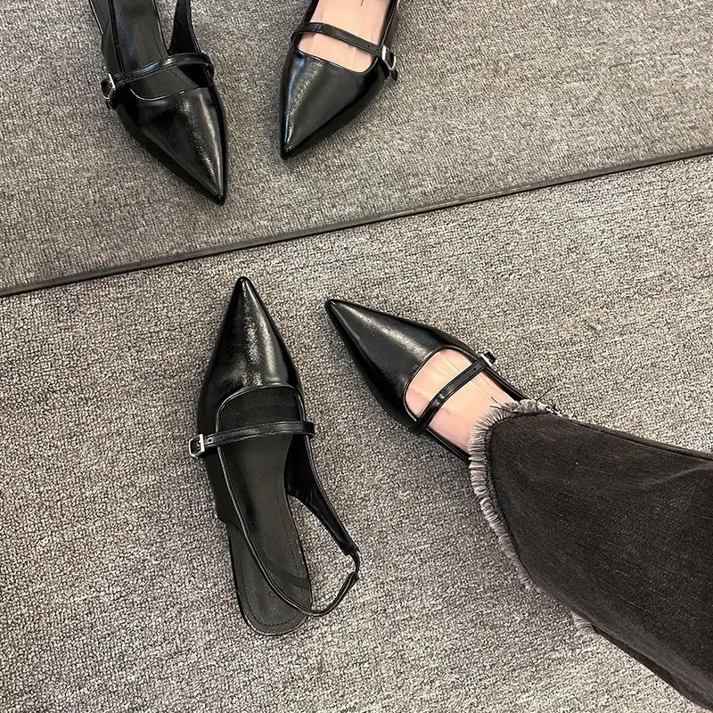 Pointed-Toe Diamond-Embellished Flat Shoes