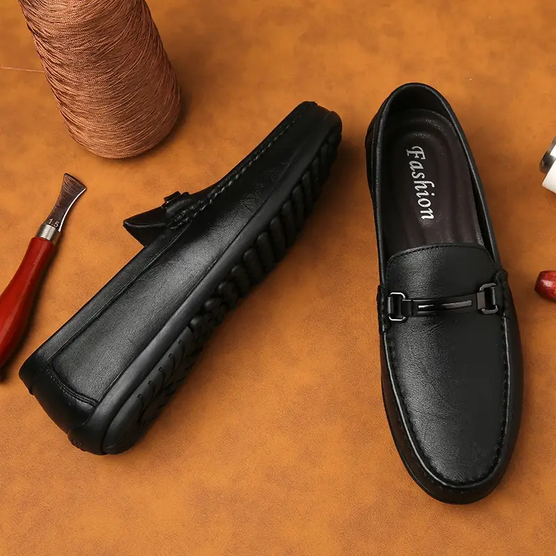 Genuine Leather Men’s Loafers Casual Driving Flats Leisure Slip-On Comfy Moccasins Soft Business Shoes
