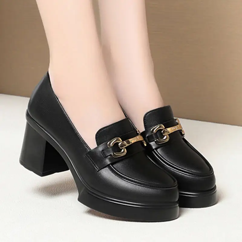 Women's Fashion Loafers With Metal Buckles