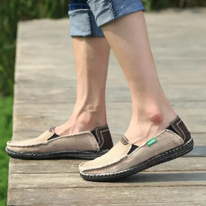 Men’s Flat Canvas Loafers Lightweight Comfortable Casual Cloth Shoes