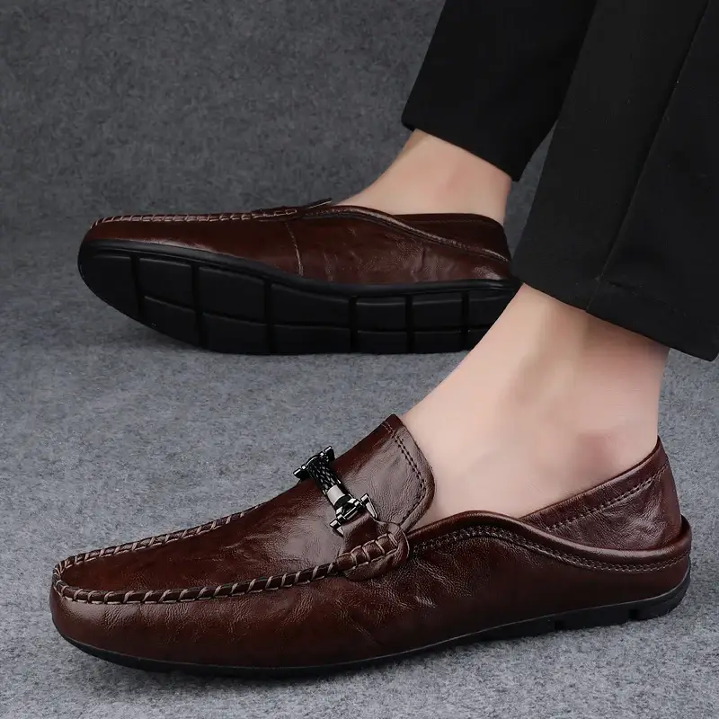 Men Casual Summer Shoes Breathable Men's Driving Shoes Male Business Shoes Genuine Leather Loafers