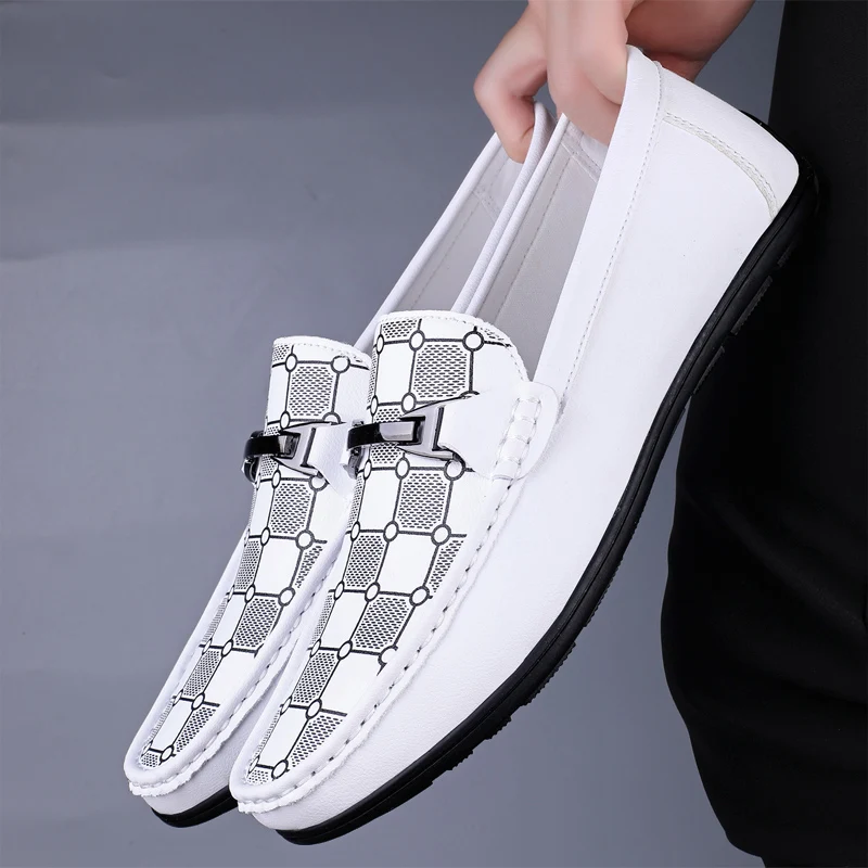 Men's Casual Leather Loafers Slip-On Breathable Li...
