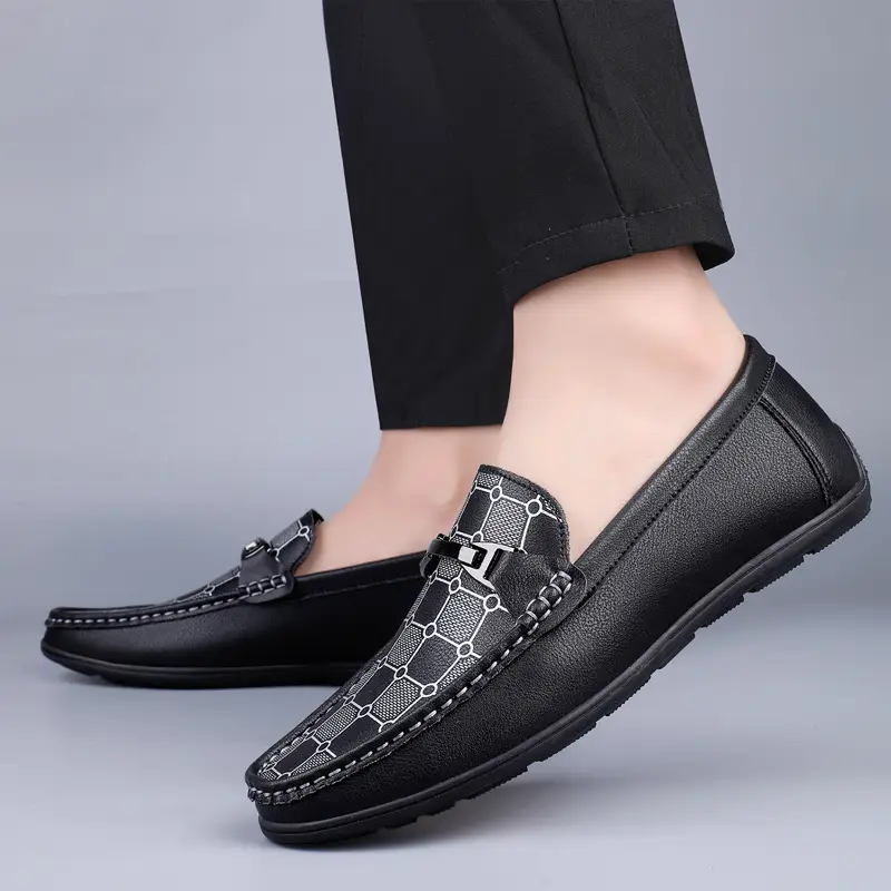 Men Loafers Casual Leather Slip On Shoes Breathable Comfortable Walking Shoes for Anti Slip Lightweight Moccasins