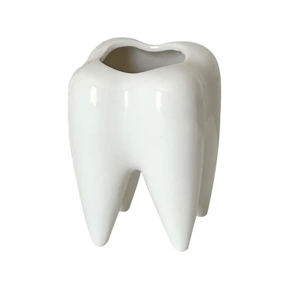 Funny Tooth Shape Ceramic Pen Holder Pencil Pot Storage Container Desk Pen Stand