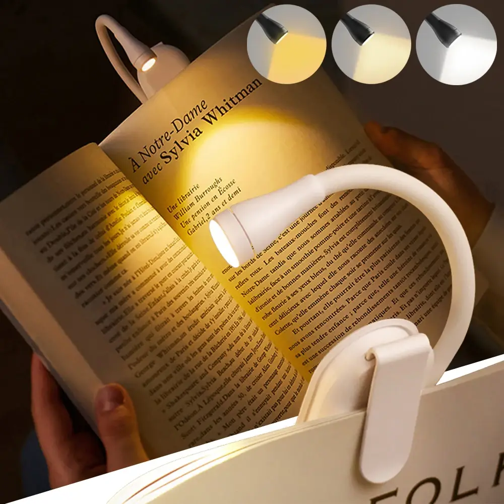 LED Reading Night Light Adjustable Clip 360° Flip