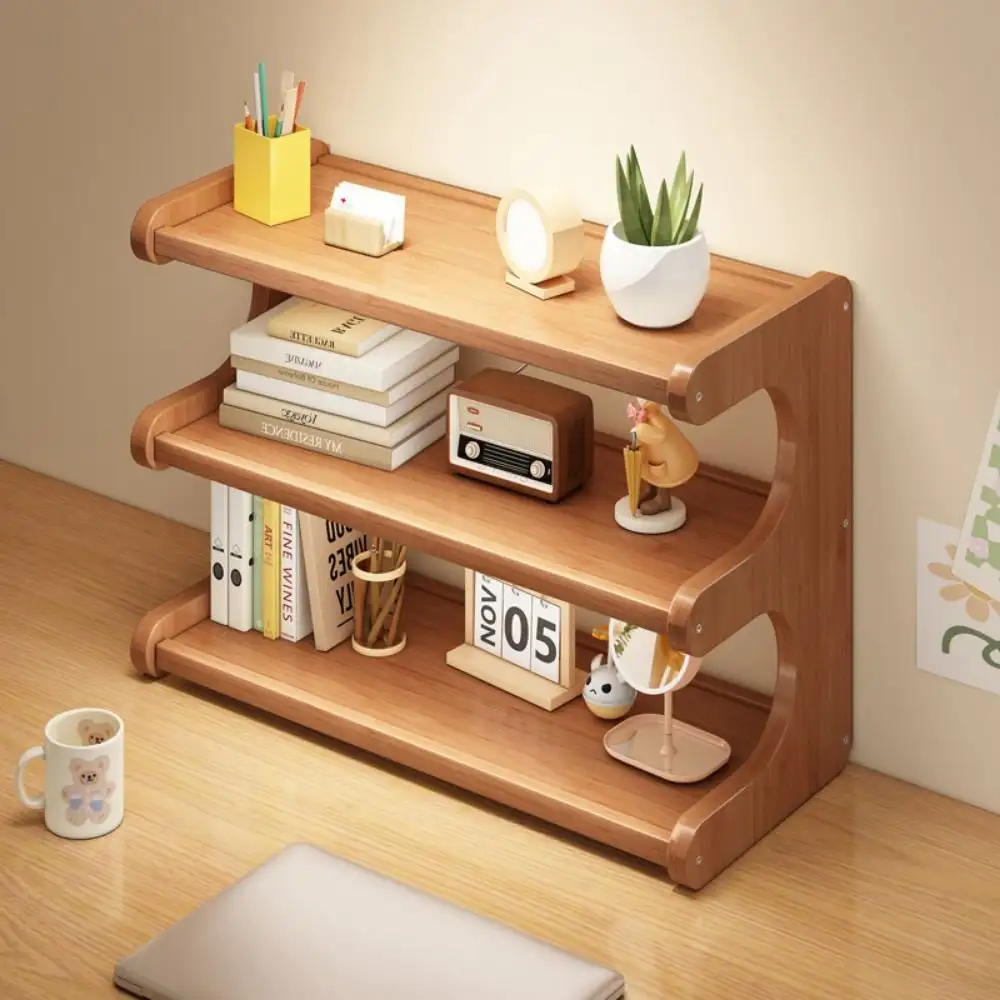 Three-Tier Desktop Storage Shelf Compact And Space-Saving Desktop Bookshelf