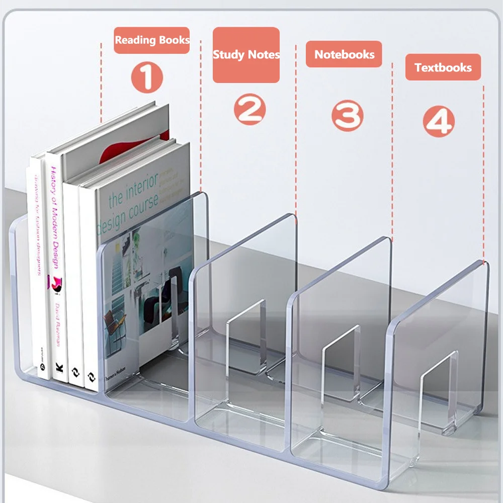 Clear Acrylic Desktop Bookshelf And Storage Organizer