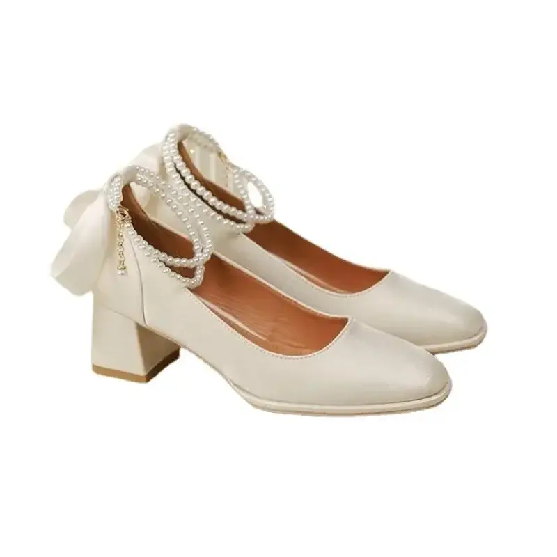 Women's Low-Heeled Platform Shoes With Bow