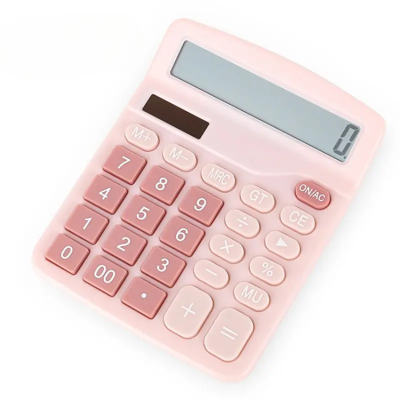 12-Digit Large LCD Display Calculator Financial Accounting Office Calculator with Solar & Battery Dual Power