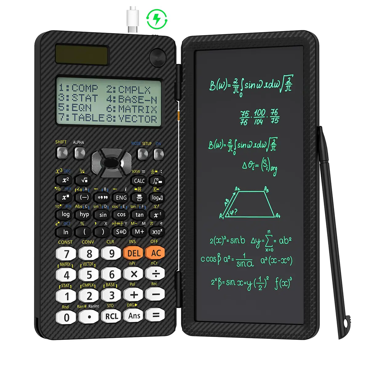 Rechargeable Calculators With LCD Writing Tablet Foldable Portable With Notepad