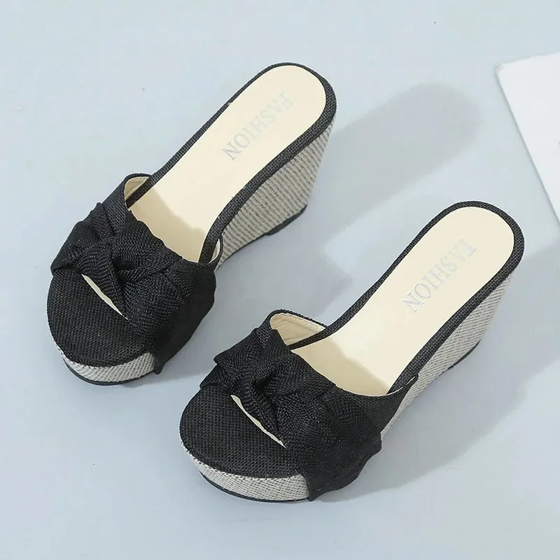Women Wedge Shoes Cover Feet Platform High-heeled Slippers
