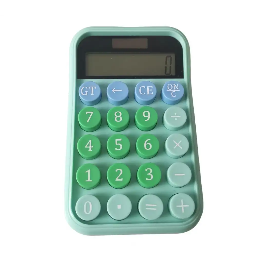 Desktop Calculator Solar Powered Battery Operated 10 Digits Round Buttons Large LCD Display