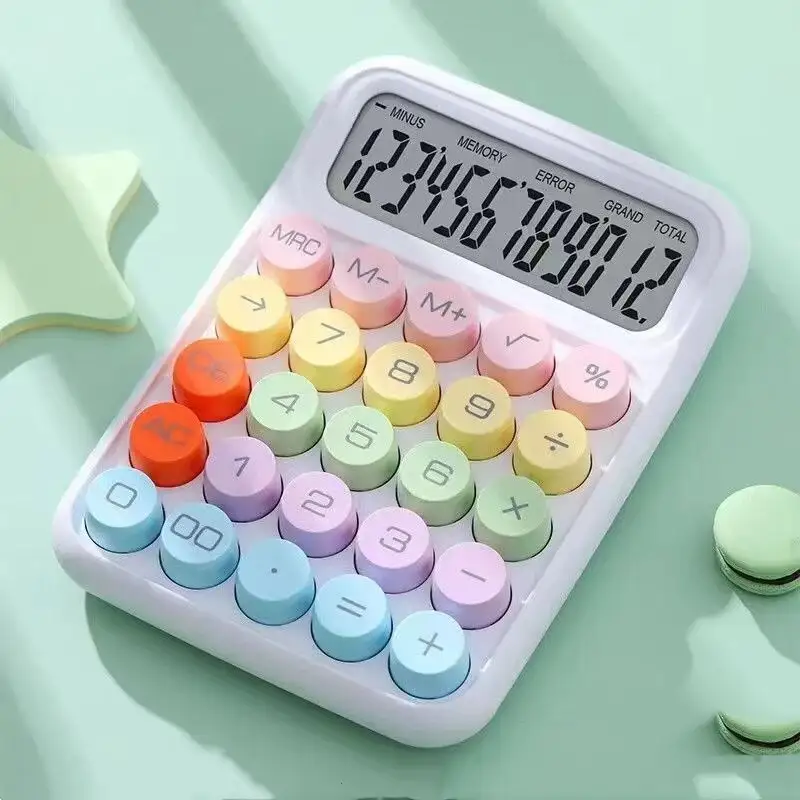 Keyboard Calculator Office 12-digit Mechanical Calculator Cute Candy Color Calculator