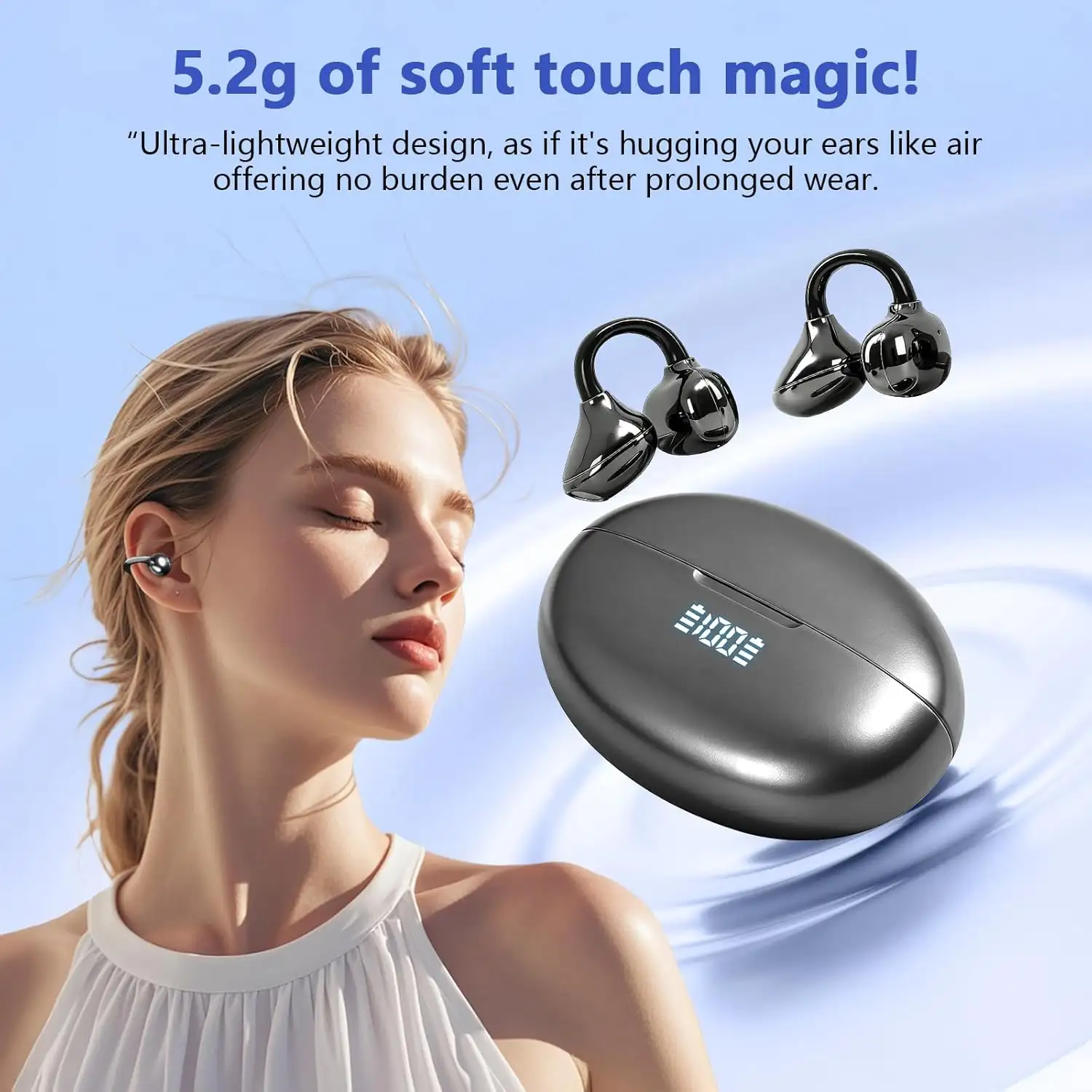 Clip Ear Open Earbuds Headphones IPX7 Waterproof Headsets Clip On Earphones With Microphone For Sports Running