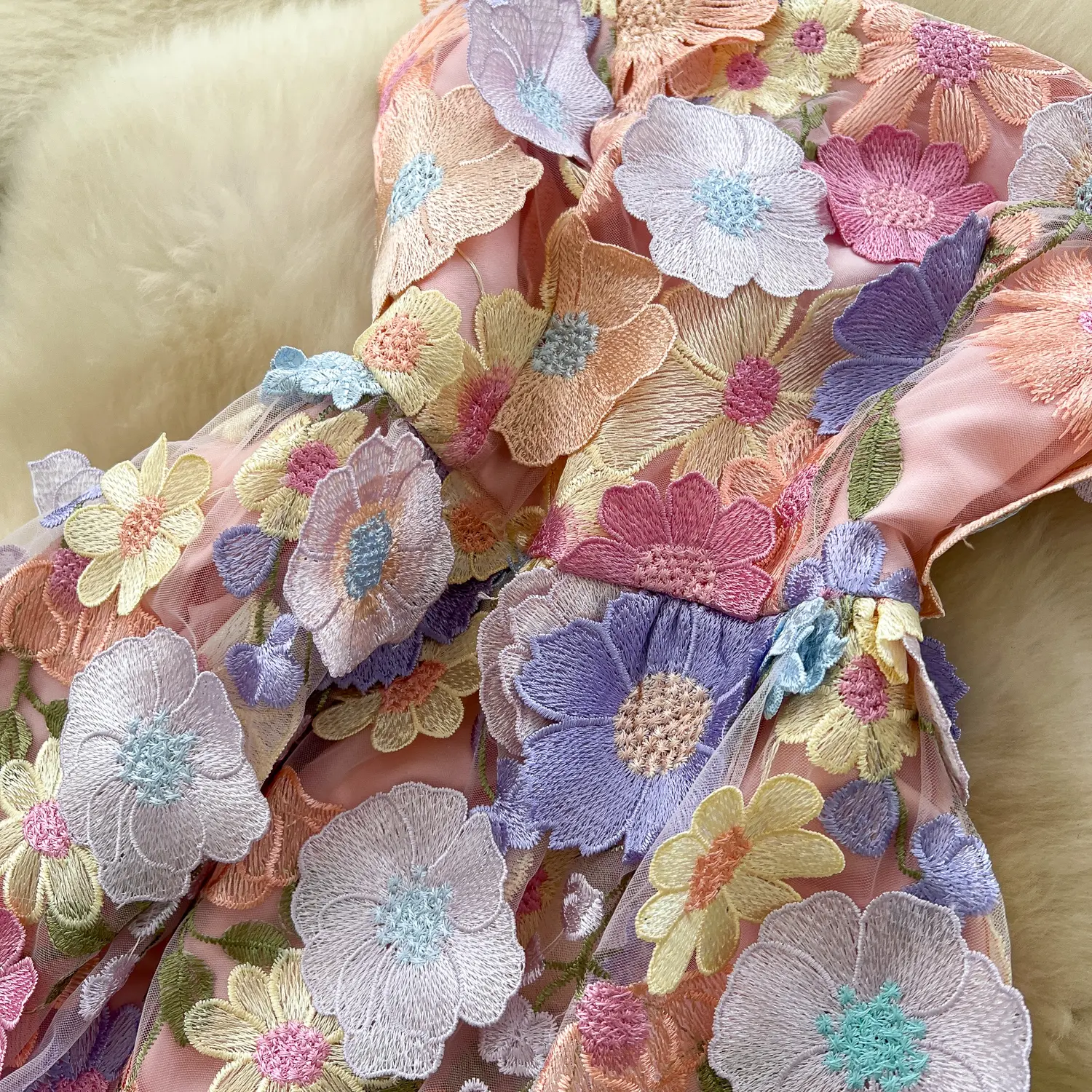 Elegant Women's Colorful Floral Embroidered Sleeve...