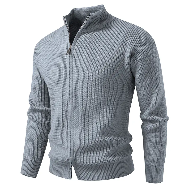 Men's Stand Collar Smart Casual Knitted Cardigan Slim Fit Sweater Jacket