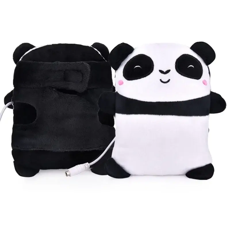 1 Pair Cute Panda Toast Shape Warm Gloves Heated Hand Warmer Heating Half Finger Winter Warm Gloves