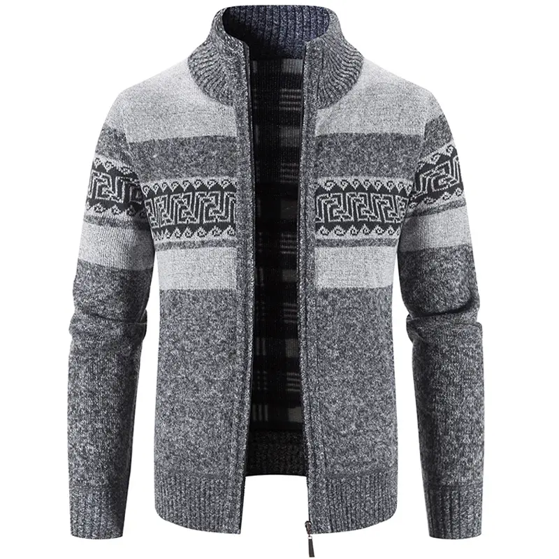 Men's Casual Stand Collar Knit Cardigan Sweater Co...