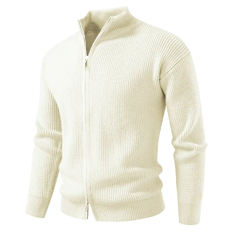 Men's Stand Collar Smart Casual Knitted Cardigan Slim Fit Sweater Jacket