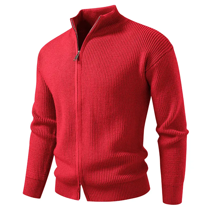 Men's Stand Collar Smart Casual Knitted Cardigan Slim Fit Sweater Jacket