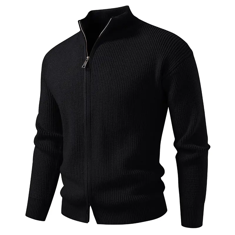 Men's Stand Collar Smart Casual Knitted Cardigan Slim Fit Sweater Jacket