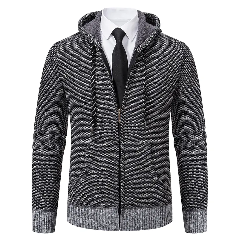 Casual Sweater Men Jackets Knitting Zip-up Sweaters Cardigans for Men Autumn Winter Leisure Knitted Hooded Fleece Coat